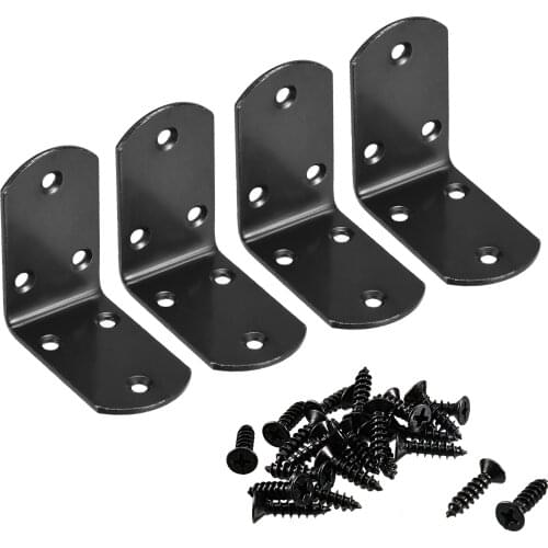 Uxcell Corner Brace Angle Bracket Fastener L Shape 65mmx65mmx37mm Black Round End 4pcs