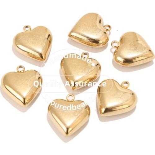 5PCS Stainless Steel Gold Hollow Heart Charm Pendants for DIY Women Necklace Bracelet 19x21mm