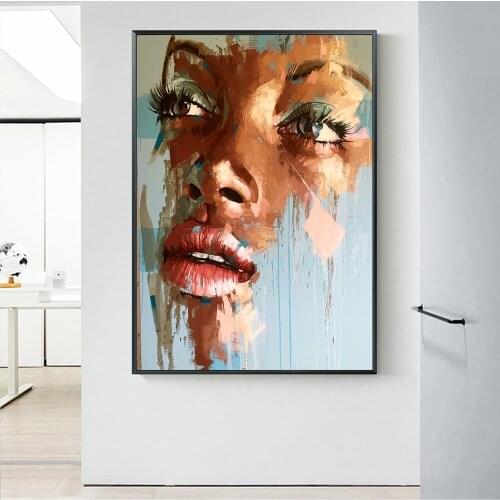 African Woman Face Abstract Canvas Paintings on the Wall Art Posters And Prints African Art Pictues For Living Room Cuadros