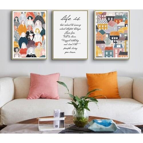 Abstract Colorful House Wall Art Poster and Print Life Quotes Canvas Painting Nordic Pictures for Living Room Bedroom Home Decor