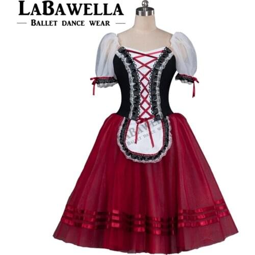 Girls Maid Ballerina Classical Tutu Dress BT8904E Black Burgundy Giselle Romantic Professional Ballet Tutu Dress