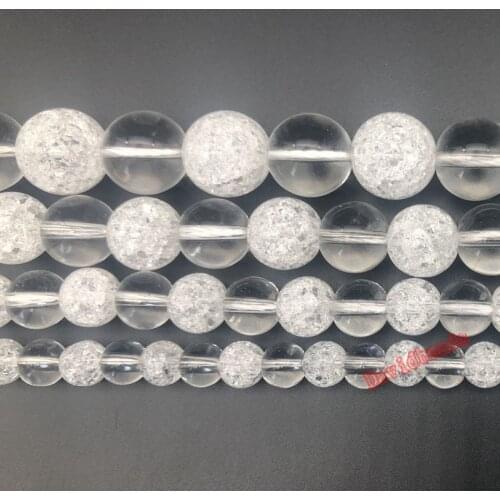 Natural Stone Mixed Snow Cracked and White Quartz Crystal Beads For Jewelry Making DIY Bracelet Necklace