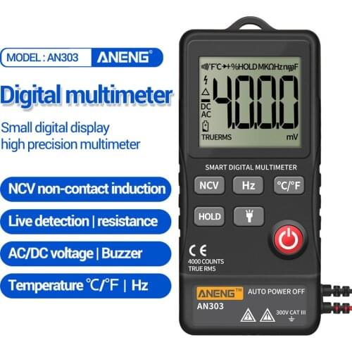Mini True Rms Digital Multimeter 4000 Display Dc/ac Voltmeter Tester Capacitance Ncv Ohm Resistance Hz Test Car