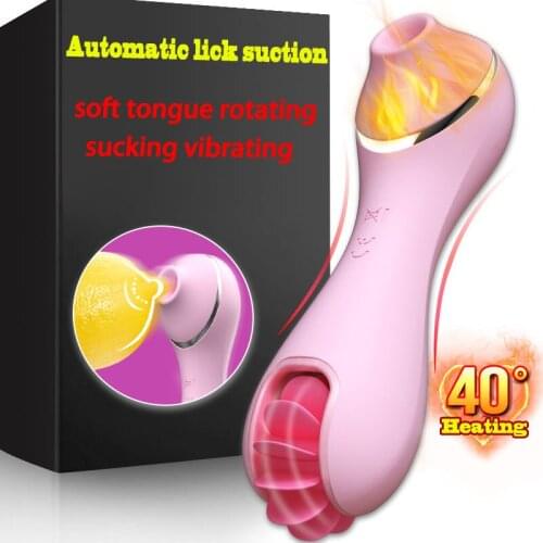 Electro tongue vibrator licking rotating sucking machine Heating silicone vibrators for women clitoris stimulator adult sex toys