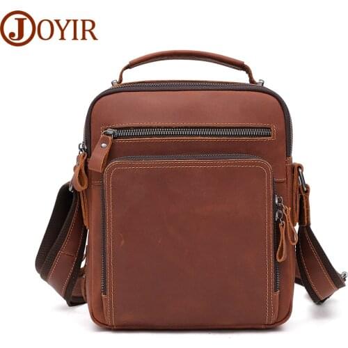 JOYIR Mens Bag Genuine Leather Crossbody Bags for Men Crazy Horse Leather Messenger Shoulder Bags Male Handbag Sling Tote Bag