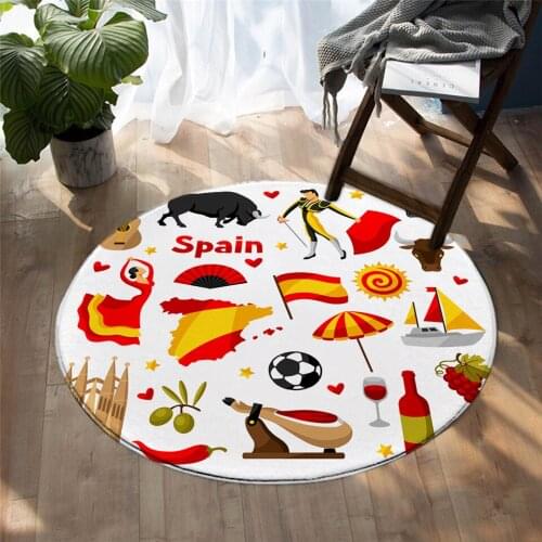 Creative Cartoon Spain Matador Red Round Floor Mat Small Rug Bedroom Living Room Home Decoration