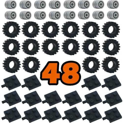 Vehicle Parts Wheel MOC Bricks Creative Building Blocks 48pcs Set City Military Car Truck Train Bus Model Toys For Children