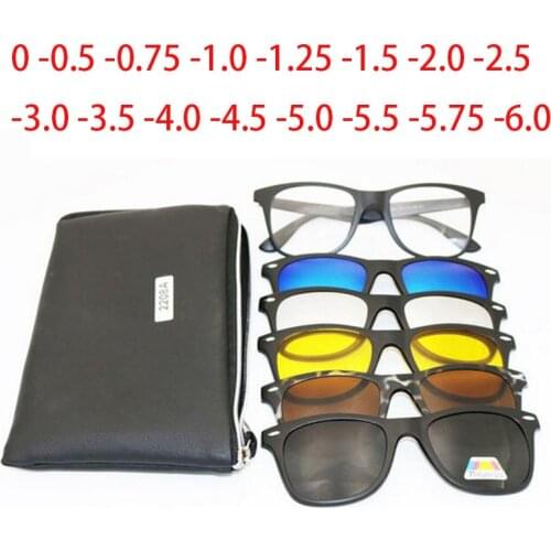 Rice Nail Square Polarized Sunglasses Finished Myopia Eyewear Optical Eyeglasses Frame Magnet 5 Clip Sunglasses Myopia Glasses