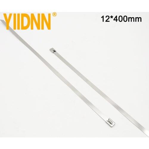 100pcs Material Stainless steel metal Cable Ties tie Zip Wrap Exhaust Heat Straps Induction pipe 12*400mm