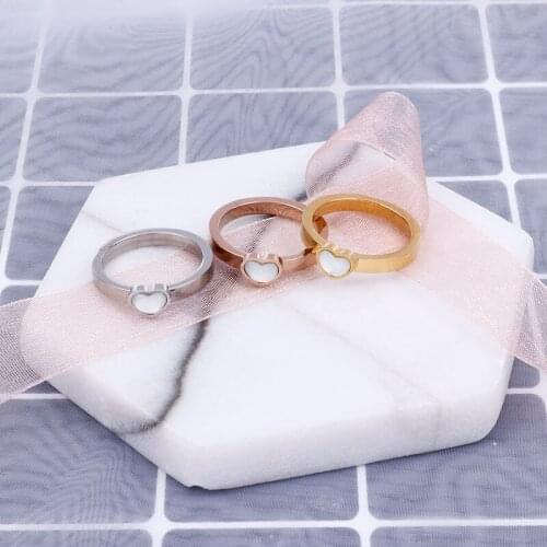 Fashion Simple Tri Color Heart Shape Ring Inlaid With Zircon Accessories For Women Stainless Steel Jewelry