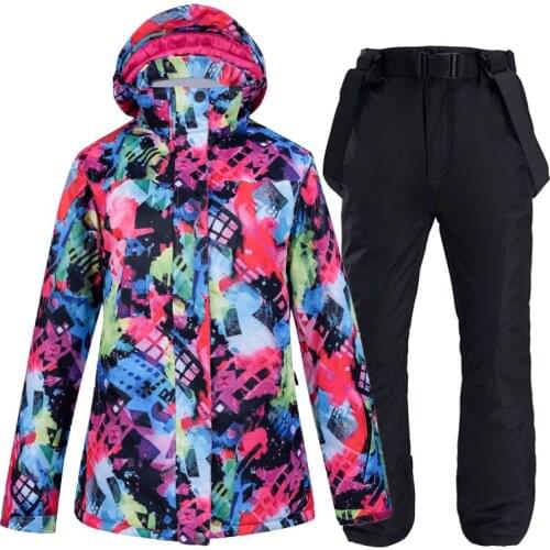 Fashion Female Snow Suit Set Snowboard Clothing Girls Winter Wear Outdoor Sports Waterproof Windproof Ski Jacket + Pant Womens