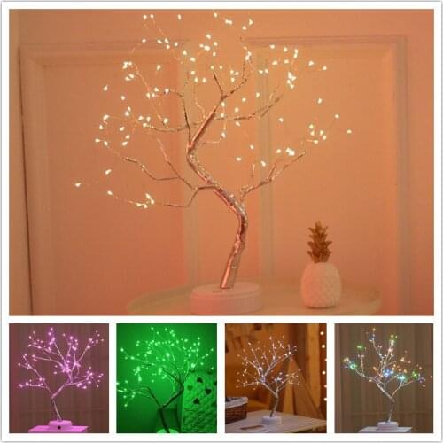 108 Leds Creative USB Bonsai Table Lamp Copper Wire Tree Light Touch Switch Fairy Night Light Home Decoration Desk Lamp