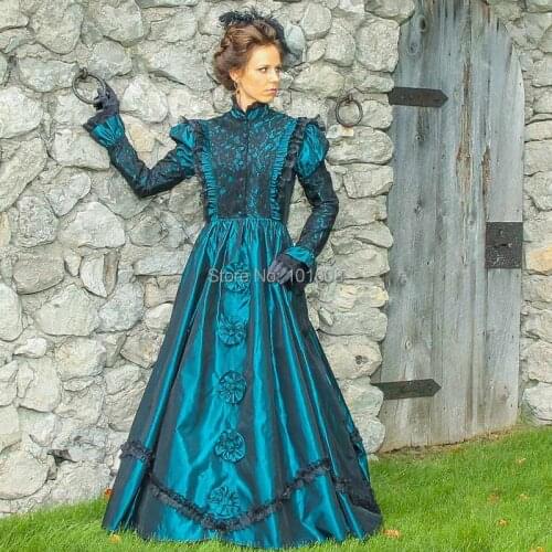 2019 New!Retro Green Victorian dresses 1860s Civil War dress Cosplay Vintage Costumes Renaissance Revolutionary dress HL-157