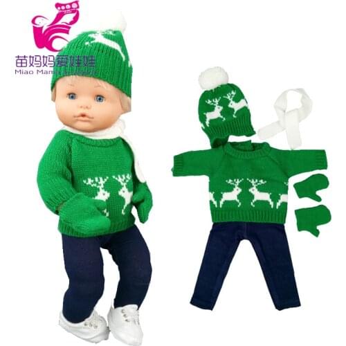 16 inch Nenuco doll clothes knit sweater hat scarf 40cm Ropa y su Hermanita baby doll outwear reindeer winter set