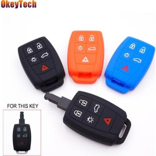 OkeyTech 5 Buttons Silicone Car Key Protector Case Cover for Volvo XC90 C70 S60 D5 V50 S40 C30 Auto Key Fob Holder High Quality