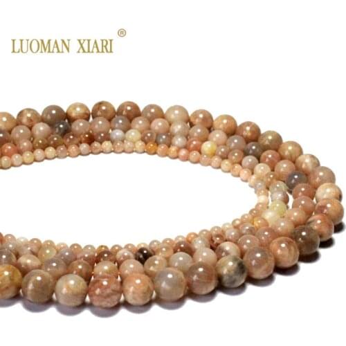 Wholesale 100% Natural Sunstone Semi-precious Sun Stone Beads For Jewelry Making DIY Bracelet Necklace 4/6/8/10 mm Strand 15