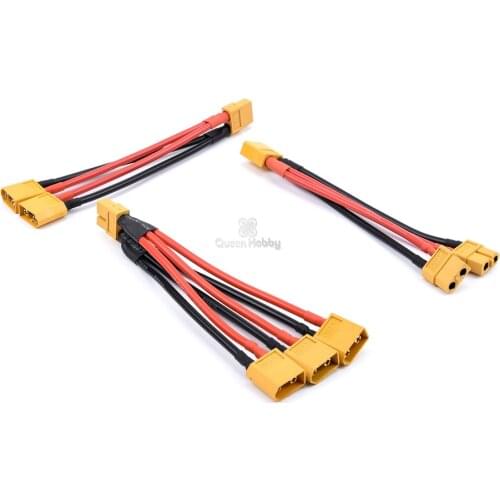 XT60 Parallel Battery Connector Male/Female Cable for RC Battery Motor Dual Extension Y Splitter/ 3-Way 14AWG Silicone Wire