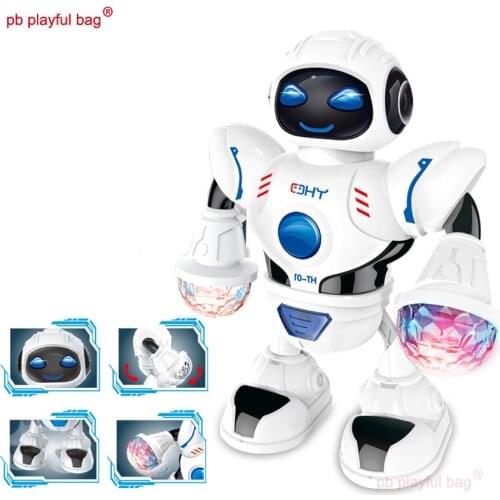 PB Playful Bag Electric dancing space robot LED light music childrens educational toys Model decoration birthday gift VG22