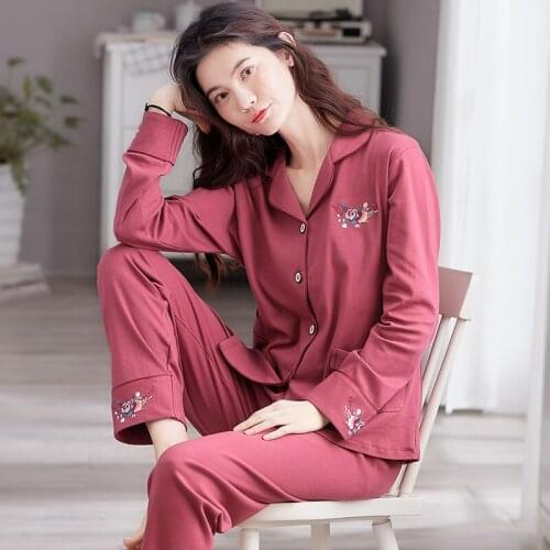 Hot Sale Pajamas Sets For Women Stylish Pure Colour Pijamas Long Sleeves Long Pans Ladies Pyjamas Casual Homewear Big Size XXXL
