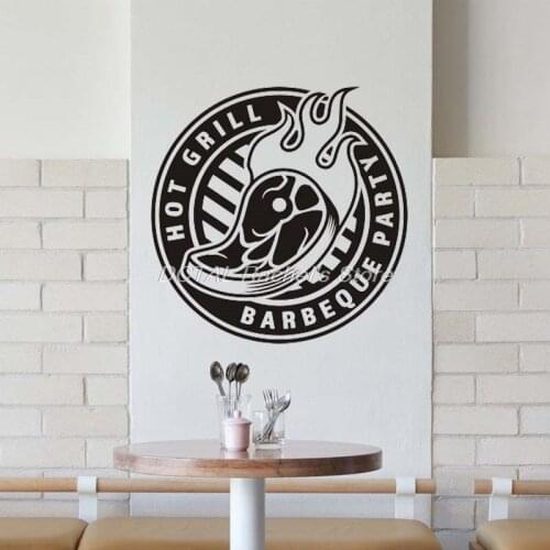 Restaurant Decor Hot Grill Barbeque Party Vinyl Wall Decal Kitchen Dining Room Sticker Bar Drink Art Sticker