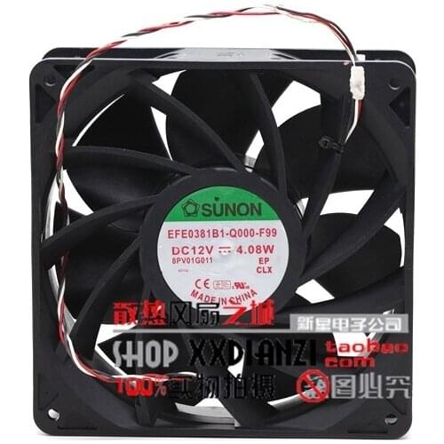 SUNON EFE0381B1-Q000-F99 14CM 140x140x38mm 14038 DC 12V 4.08W Dual Ball Bearing Cooling Fan