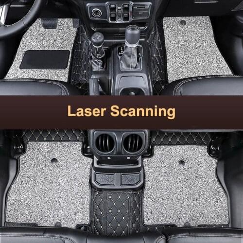 TAJIAN Microfiber Leather Auto Car Floor Foot Mat Foot Pads Automobile Fully Surrounded Carpet Cover For Jeep Wrangler JL 18-21