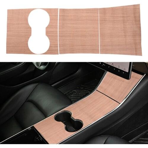 Wood Grain Car Interior Center Console Wrap Decoration Sticker Protector Film Kit Fit for Tesla Model 3 Model Y