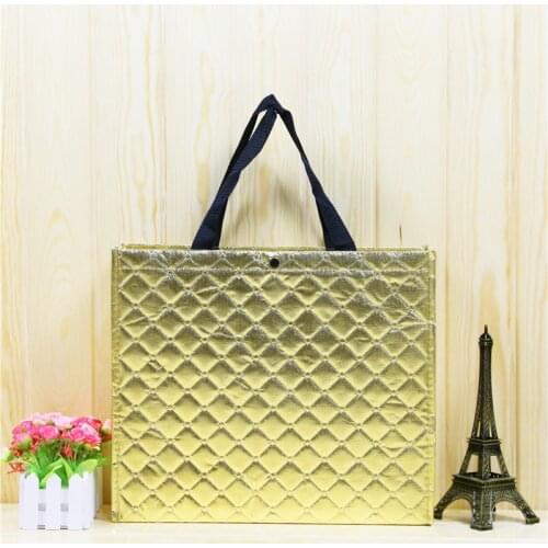 Custom LOGO Gold & Silver Laser Three-layer Non-woven Bag Portable Bag With Cotton In The Middle Layer 100PCS/LOT Fedex Free