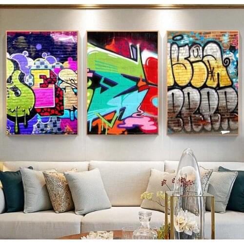Street graffiti art canvas painting color posters and prints modern murals artwork pictures living room decoration