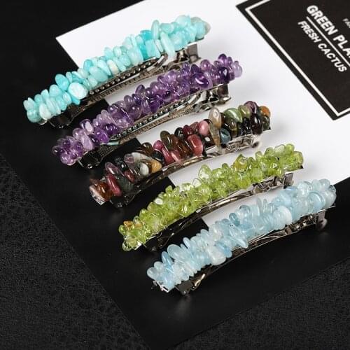 1PC Crystal Stone Hairpin, Fashion Healing Stone Hairpin, Handmade Jewelry Lady Reiki Simple Hair Accessories