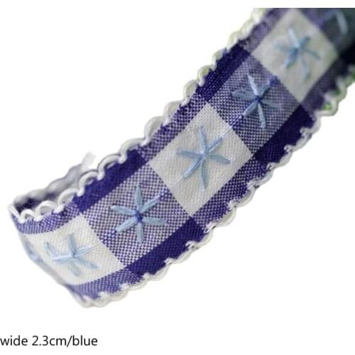 2.3CM Wide Luxury Embroidery blue flower lace fabric trim ribbon DIY sewing applique collar cord guipure wedding dress decor