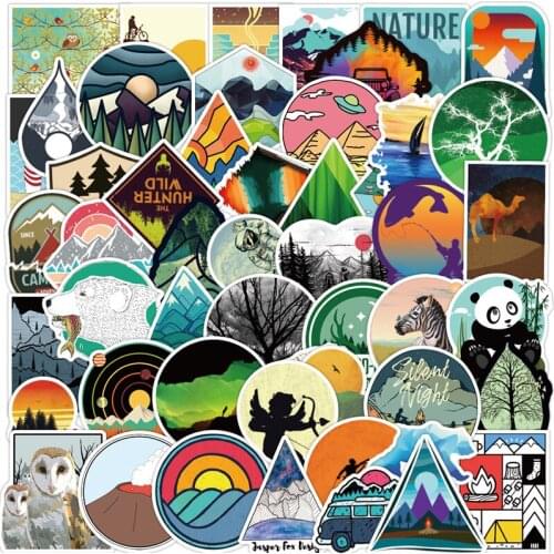 50pcs Camping Travel Stickers Wilderness Adventure Outdoor Landscape Waterproof Decal Sticker To DIY Suitcase Laptop Motor Car