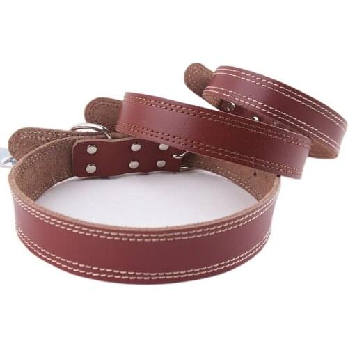 50Pcs/Lot Pet Supplies Wanda High-grade Pet Genuine Leather Collars True Leather Double Wire Dog Collars