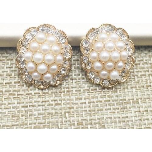 50pcs Jewelry Rhinestone Button Brooch Charms Pearl Crystal Stone Hairpin Wedding Brides Hair Decor Invitation Bag Accessories