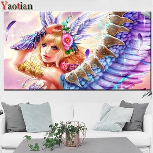 5D Diamond Painting Anime Angel Wings Girl Full Square New Arrival Diamond Embroidery Mosaic Rhinestones Pictures Needlework Art