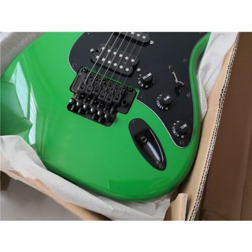 Custom 6 string guitar,green guitar,black tremolo,SSH pickups,basswood body maple neck black button