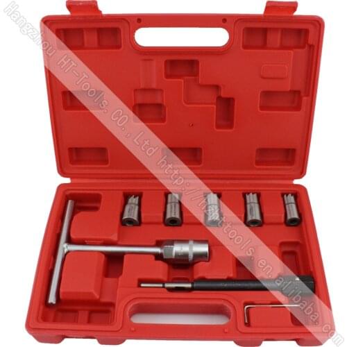7pcs Diesel Injector Seat Cutter Set Cleaner Carbon Remover Car Garage Tool Kit