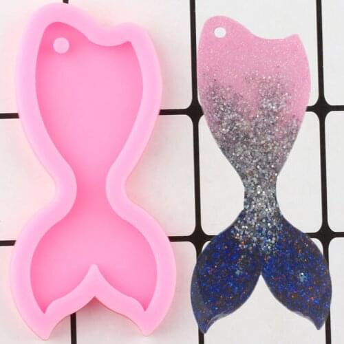 Shiny Fish Tail Silicone Mold Polymer Clay DIY Jewelry Making Craft Custom Keychain Molds Pendant Mould Handmade Charms Moulds
