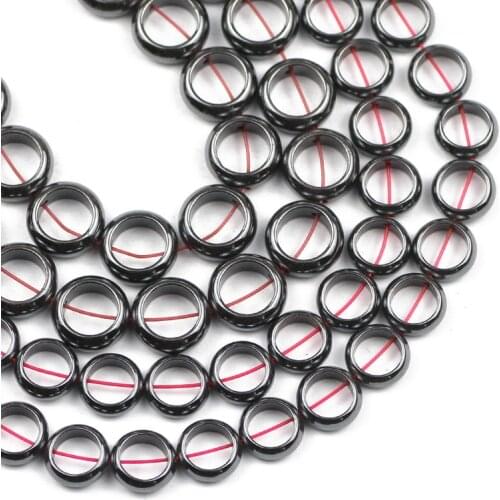 YHBZRET Natural Stone Beads Round Circle Black Hematite Spacer Loose Beads For Jewelry Making DIY Bracelet accessories 10/12MM