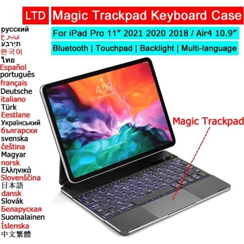 Wireless Bluetooth Magic Trackpad Keyboard Mouse Case For iPad Pro 11 2021 2020 2018 Air 4 10.9 8th Tablet Case Russian Keyboard