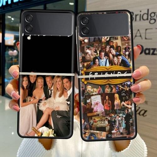 Black Hard Case For Samsung Galaxy Z Flip 3 5G Luxury PC Shockproof Phone Cover ZFlip 3 Bumper Funda Central Perk Coffee Friends