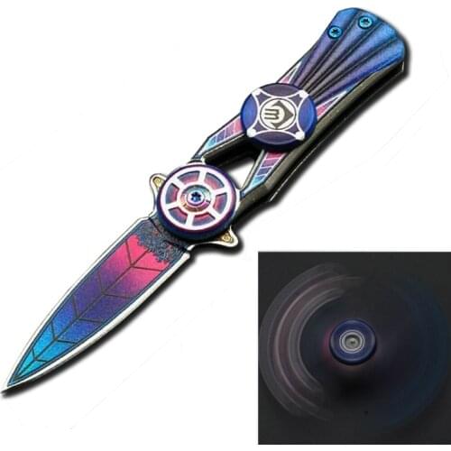 DuoClang Hand Spinner & Folding Knife 3D Printing Color Blade 440 Steel Knives Finger Spinner Metal Toy Hot Freeshipping
