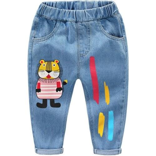 Baby Boys Girls Jeans Pants Fashion New 2021 Children Trousers Kids Boys Girls Jeans Casual Denim Pants Cartoon Tiger Jeans
