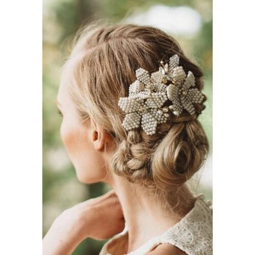 European handmade pearl Hair Comb Bridal headwear wedding jewelry for hair