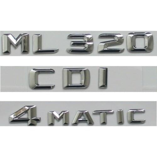 Chrome 3D Font Trunk Badge Emblems for Mercedes W164 W166 ML320 CDI 4MATIC