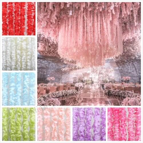 100CM Artificial Silk Flower Wisteria 20 Colors Hydrangea Vine Rattan For Home Party Wedding Centerpieces Decorations Bouquet