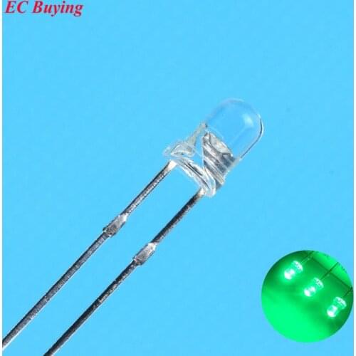 3mm Emerald-Green LED Round Light Emitting Diode Transparent Ultra Bright Lamp Bead Plug-in DIY Kit Practice DIP 100 pcs/lot