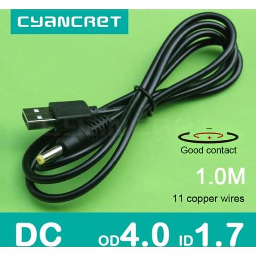 Power Cable USB 2.0 to DC 4.0mm x 1.7mm 1.0M 1A Support 5V or 12V Charger Connector Cable for leadstar D9 D7 Table lamp MP4