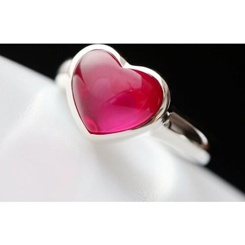 Red corundum 925 Sterling Silver retro Silver Ring Womans silver ring