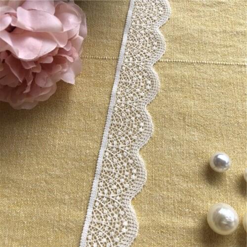 Soluble Embroidered Lace Clothing Decoration S2551 Premium Pure Cotton White 2.5cm Spandex Fabric Top High Quality Elastic